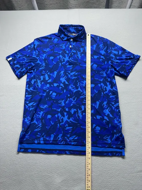 Rlx Ralph Lauren Polo Men’s Shirt Size M Blue Camo Moisture Wicking