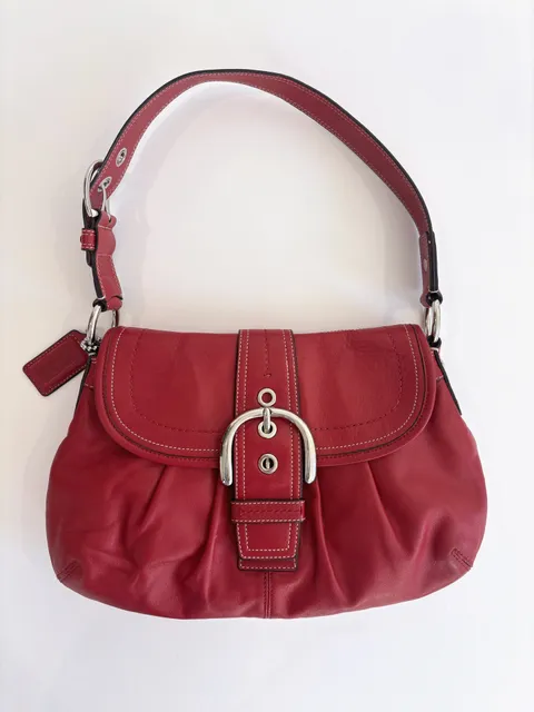 Coach Soho Leather Shoulder Bag Red Y2K