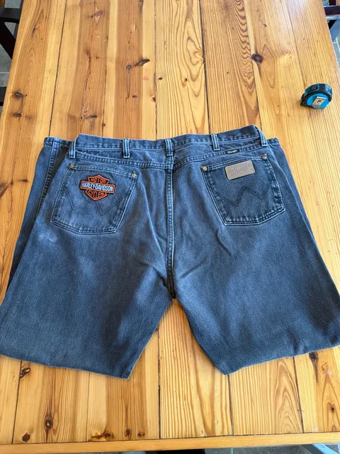 Wrangler Harley Davidson Jeans Size 38x30 Black Denim Motorcycle