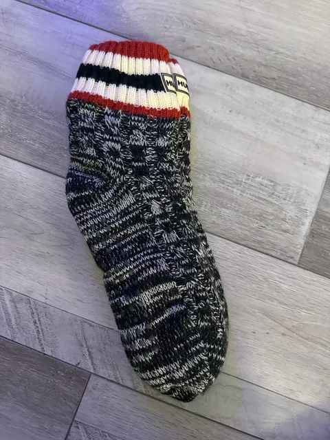 Hunter Cable Knit Boot Socks Black White Red