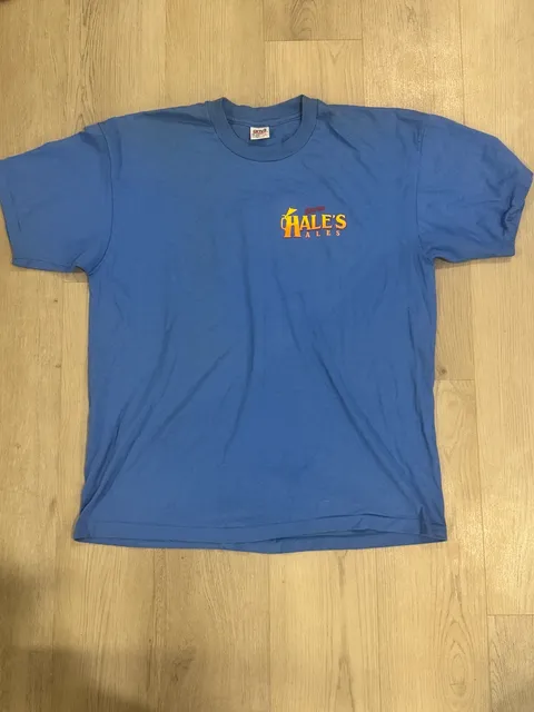 VTG single stitch Hale's Ales T-Shirt Size 2X Blue Cotton Vintage Graphic Tee