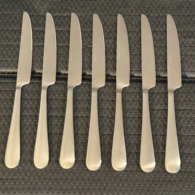 Matte Stainless Steel Dinner Knives Set of 7 Flatware Like Oneida Icarus