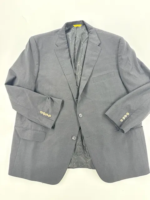 Hickey Freeman Suit Jacket Blazer Gray Wool Mens Size 44R Made In USA