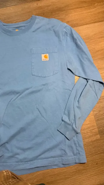 Carhartt Long Sleeve Pocket T-Shirt Size S Blue Original Fit