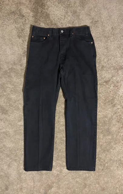 Levi's 505 Regular Fit Jeans Mens 36x32 Black Denim Straight Leg Pants