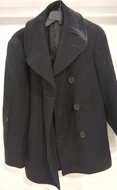US Navy Pea Coat Size 36 Black Wool 100% Wool