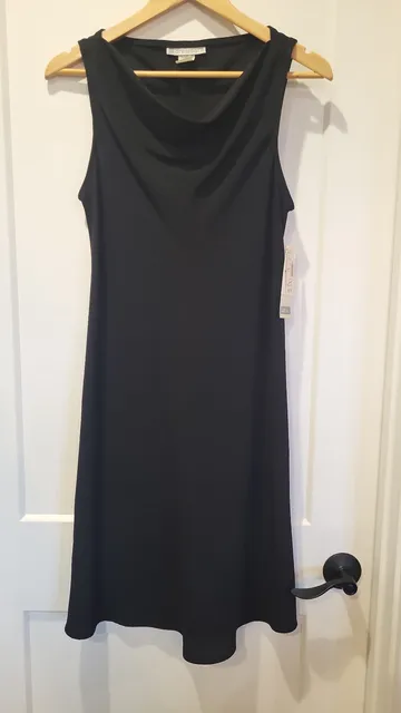 Vintage Dressbarn Women's Size 14 Sleeveless Cowl Neck Stretch Knit Little Black Dress NWT