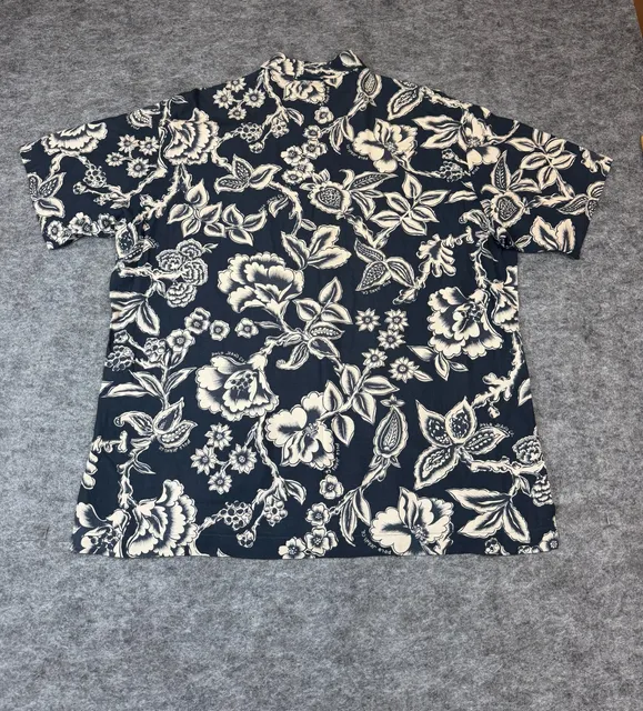 Polo Jeans Co Ralph Lauren Floral Hawaiian Shirt Size M Black