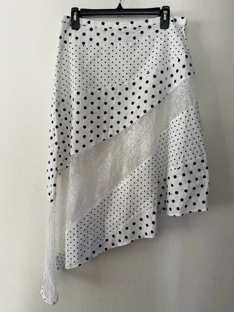 Princess Polly Polka Dot Lace Asymmetrical Skirt