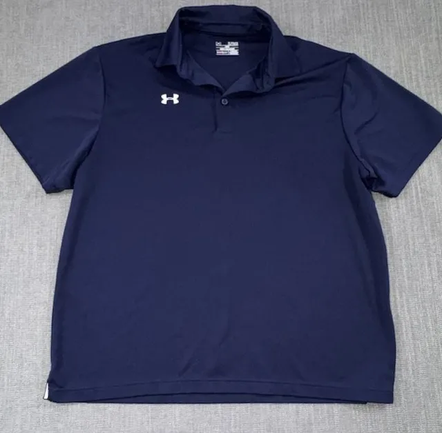 Under Armour HeatGear Polo Size XL Navy Blue Athletic Shirt