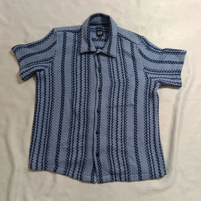 Gap Standard Fit Stretch Short Sleeve Shirt Size M Blue