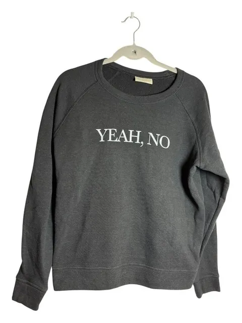 78 & Sunny Yeah No Graphic Crewneck Sweatshirt Charcoal Gray Raglan Women's S