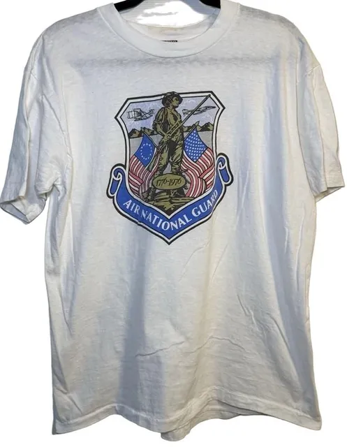 Heavy Cotton Air National Guard 1776-1976 T-Shirt Size XL White Vintage