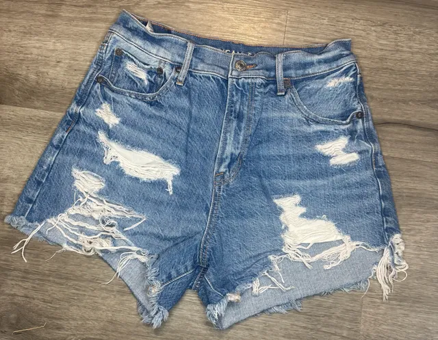 American Eagle Denim Shorts Size 8 Distressed Ripped