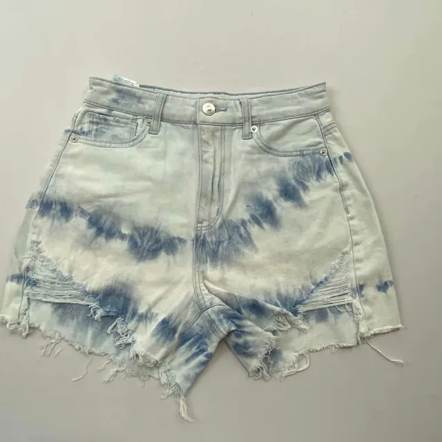 American Eagle Denim Shorts Size 12 Tie Dye Distressed
