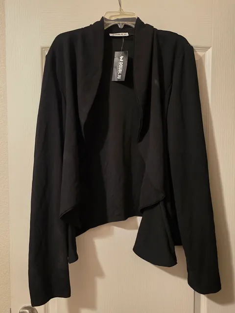 NWT Doublju Draped Open Front Cardigan Jacket Size 3X Black