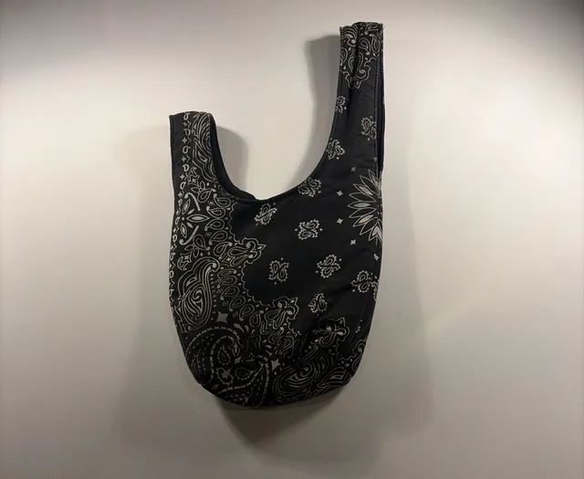 YAITO Black Paisley Bandana Print Japanese Knot Bag