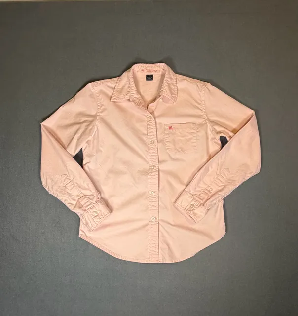 Polo Jeans Ralph Lauren Pink Button Down Shirt XS Y2K Preppy Cotton