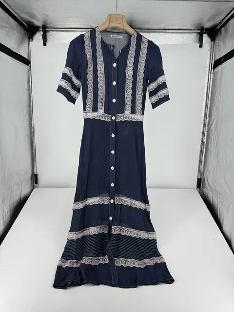 Reformation Navy Blue Lace Midi Dress