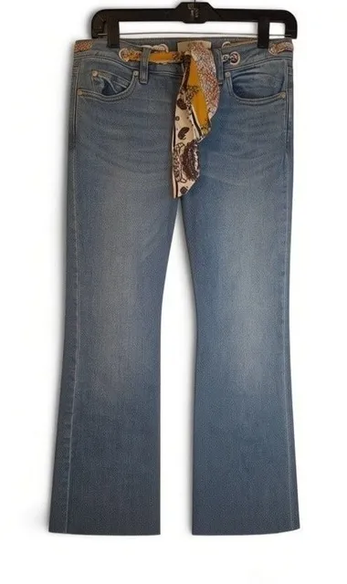 We The Free Jeans Size 25 Blue Bandana Belted