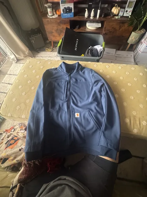 Carhartt Softshell Jacket Size M Blue Full Zip Mock Neck Modern Fit