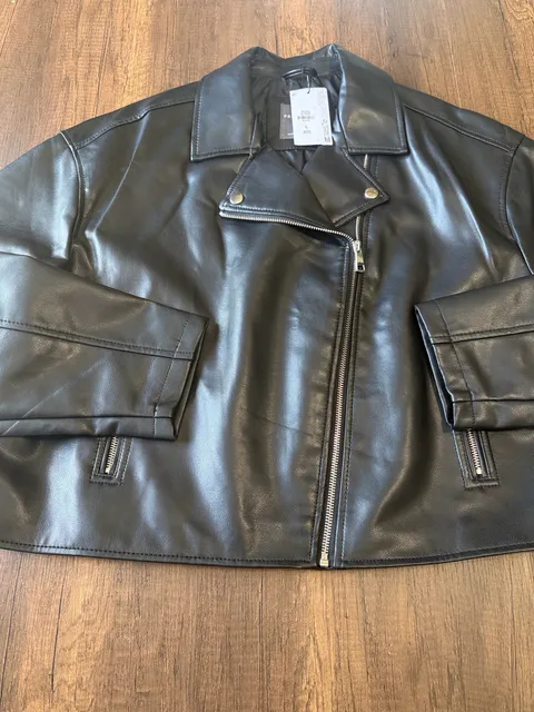 Primark Faux Leather Biker Jacket Size L Black