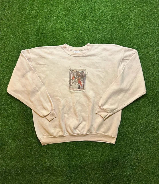 Y2K 2000s Hanes Cardinal Birdhouse Graphic Sweatshirt.