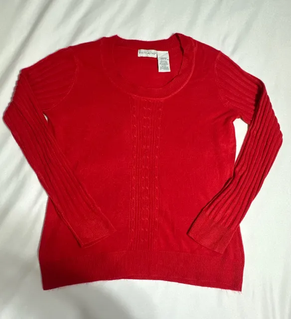White Stag Red Cable Knit Sweater Size L