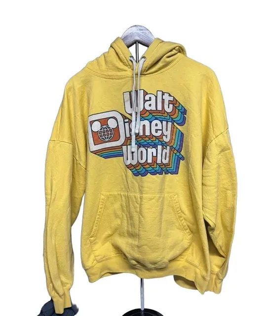 Disney Walt Disney XXL World Yellow Hoodie Sweatshirt looks Y2K Grandpa Hoodie