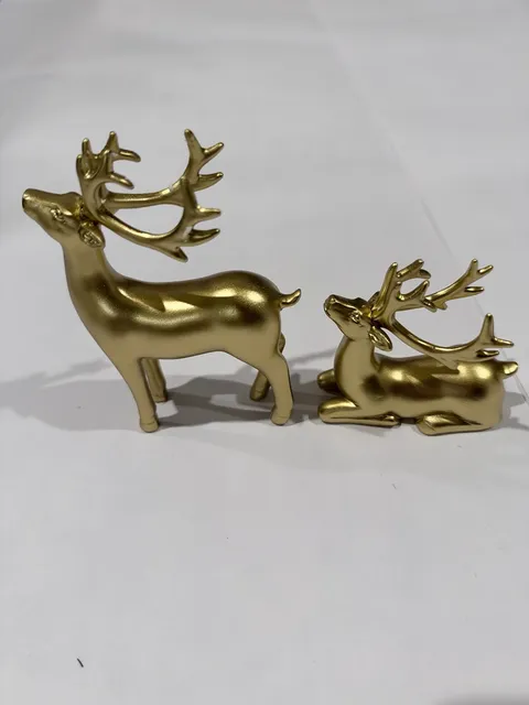 Gold Reindeer Figurines Christmas Elk Statues