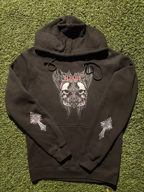 Graphic Skull Cross Hoodie Black