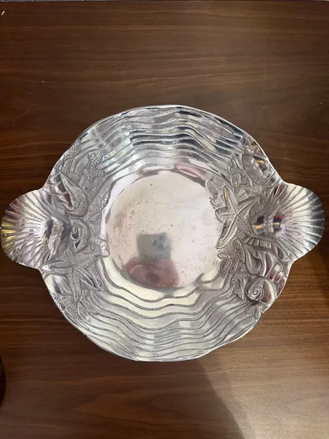 Nambe Aluminum Sea Shell Wave Decorative Serving Bowl