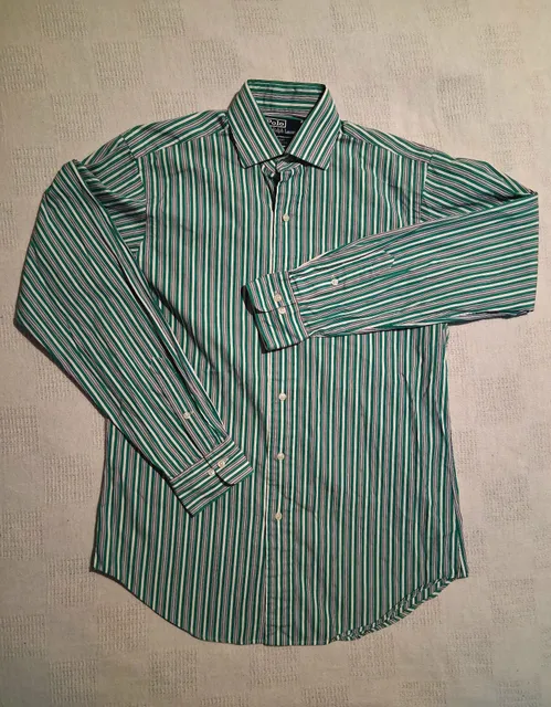 Polo by Ralph Lauren Regent Classic Fit Shirt Size 15 M Green Striped