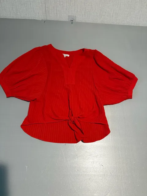 Rose + Olive Blouse Size S Red Textured Top