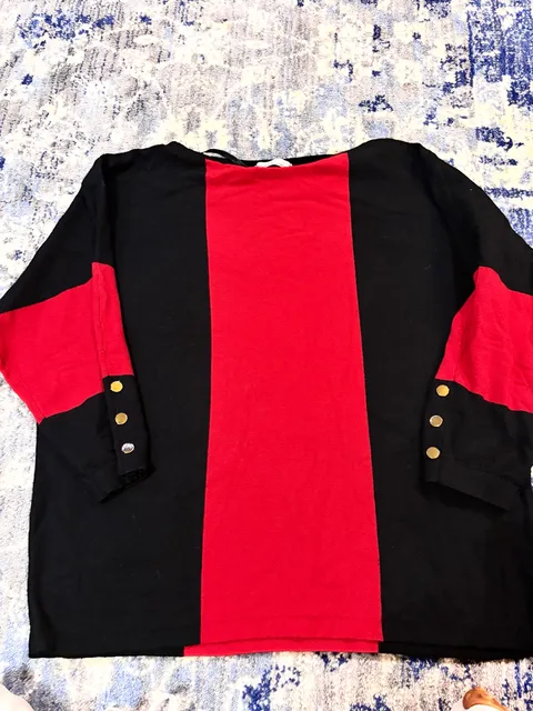 Rafiana Sweater Size L Red Black Color Block