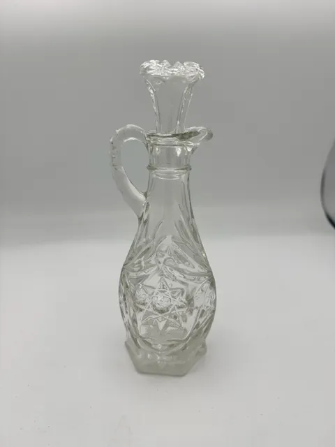 Vintage ⚓️ Hocking Cut ✡️ of David Oil and Vinegar Fluted Cruet Bottle