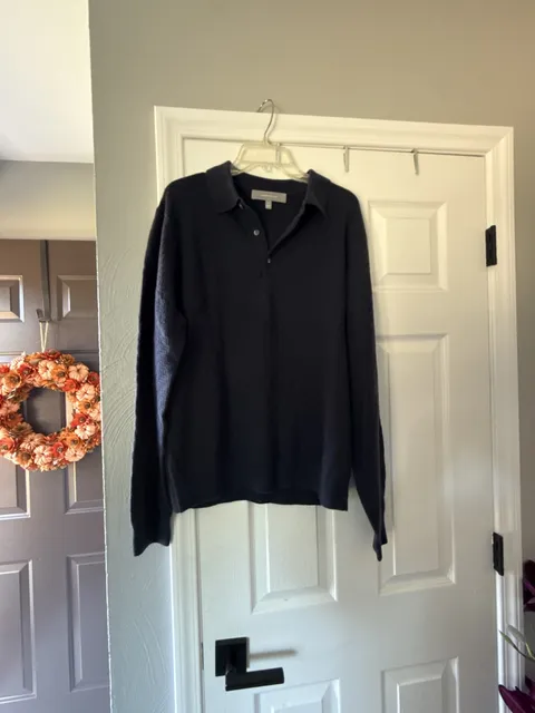 Neiman Marcus Polo Sweater Size L Navy Blue Wool Cashmere Long Sleeve