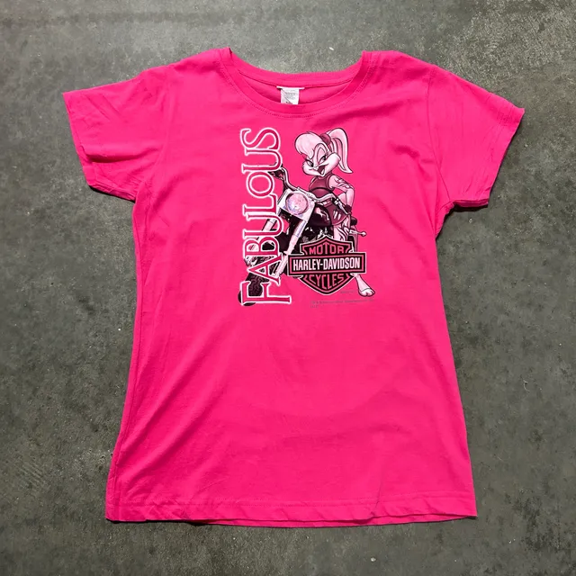 Harley Davidson Looney Tunes Lola Bunny Pink T Shirt Women's M Kauai Hawaii 