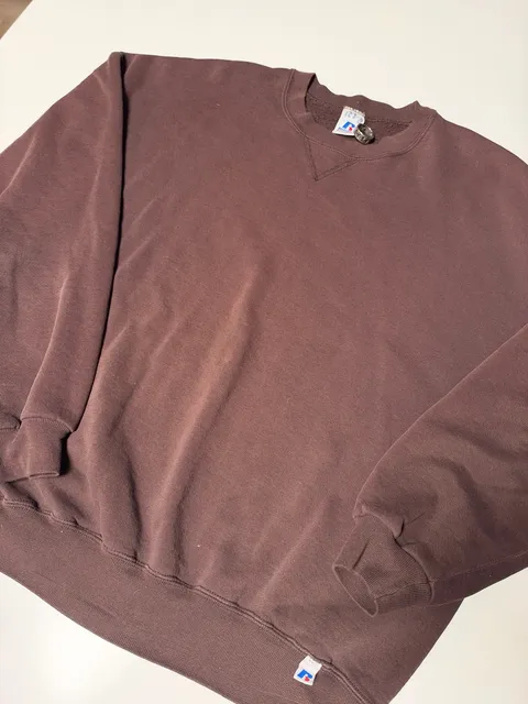 Russell Athletic Sweatshirt Size XXL Brown Vintage Crewneck V-Insert