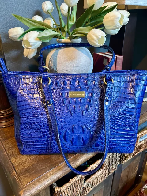 Brahmin Melbourne Medium Asher Tote Handbag Stunning Royal Blue