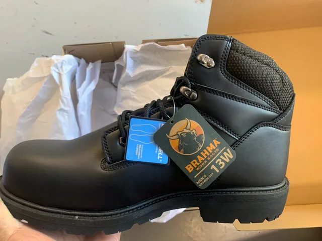 Brahma Gus 2.0 Steel Toe Work Boots Size 13W Black Leather NEW