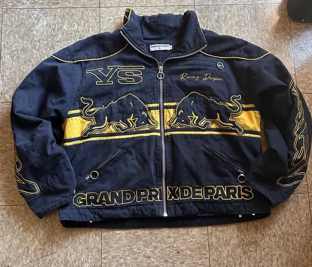 Vale Sports Division Racing Jacket Size L Black Yellow Grand Prix