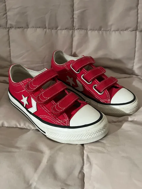 Kids Converse Star Player Triple Velcro Red Sneakers