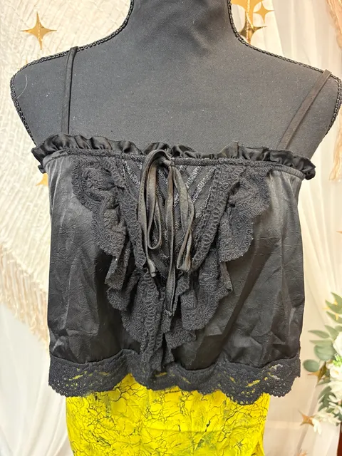 And Now This Camisole Size XS Black Lace Babydoll Cami Top