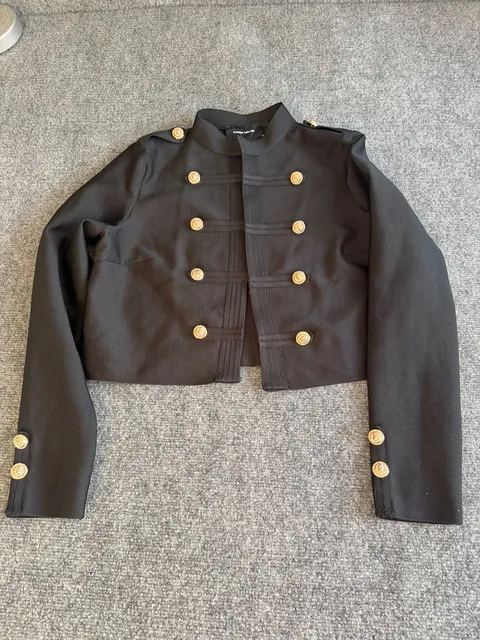 Karen Millen Military Band Jacket Size L Black Gold Buttons