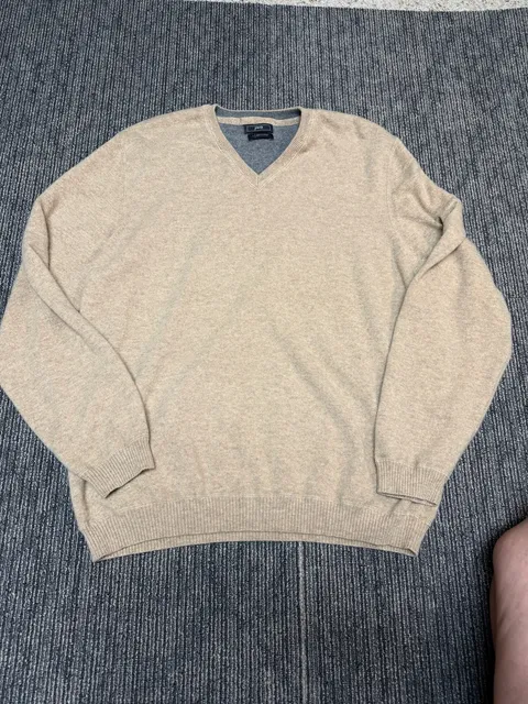 JWN V-Neck Cashmere Sweater Size L Tan