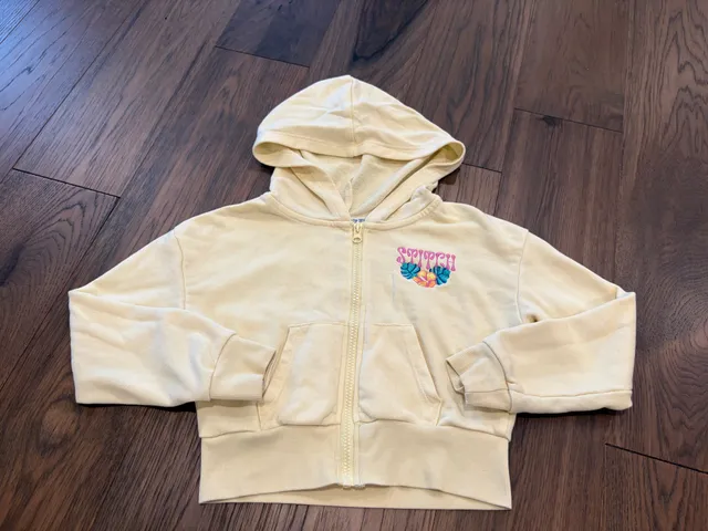 Disney Stitch Waves for Days Full-Zip Cropped Hoodie Size S Yellow