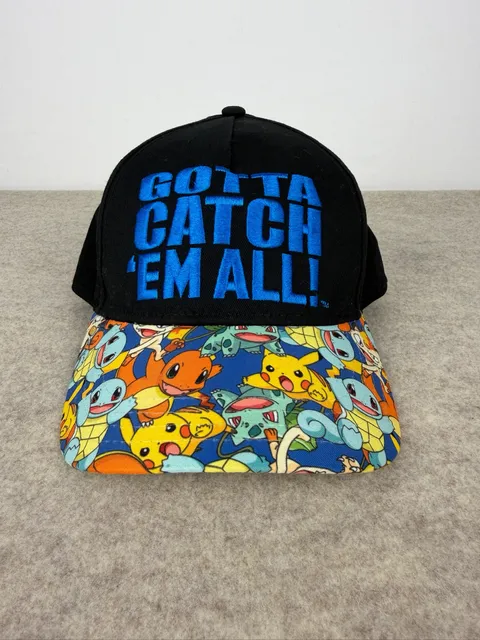 Pokemon Gotta Catch Em All Youth OSFM Black Snapback Hat Character Brim