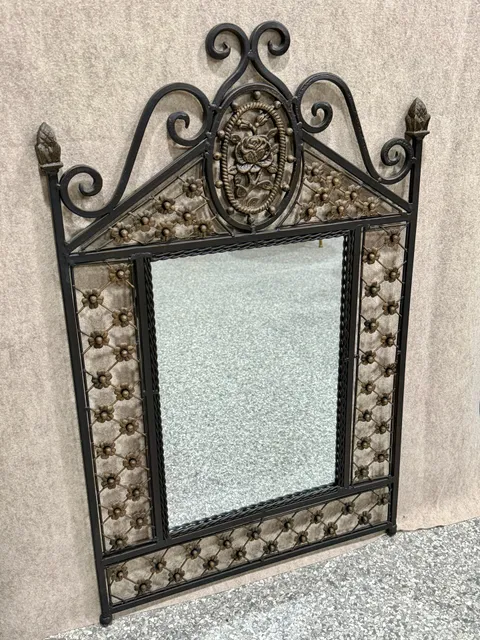 Metal Floral Openwork Scroll Wall Mirror