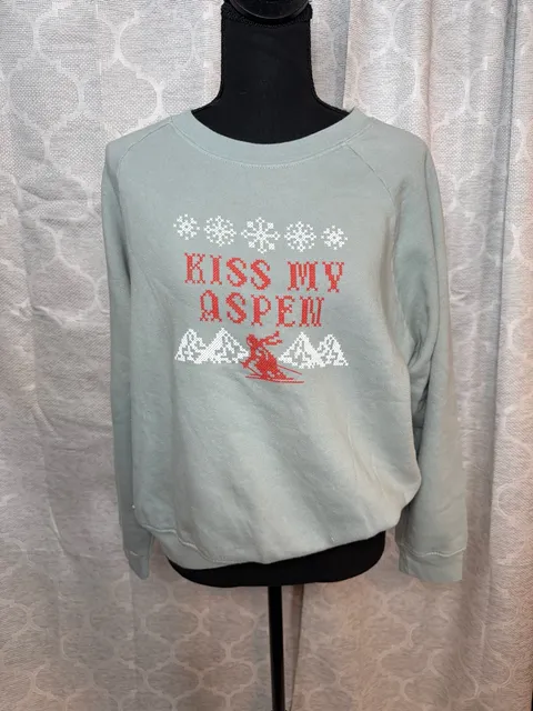 Daydreamer Graphic-Kiss My Aspen Sweatshirt Size M Green